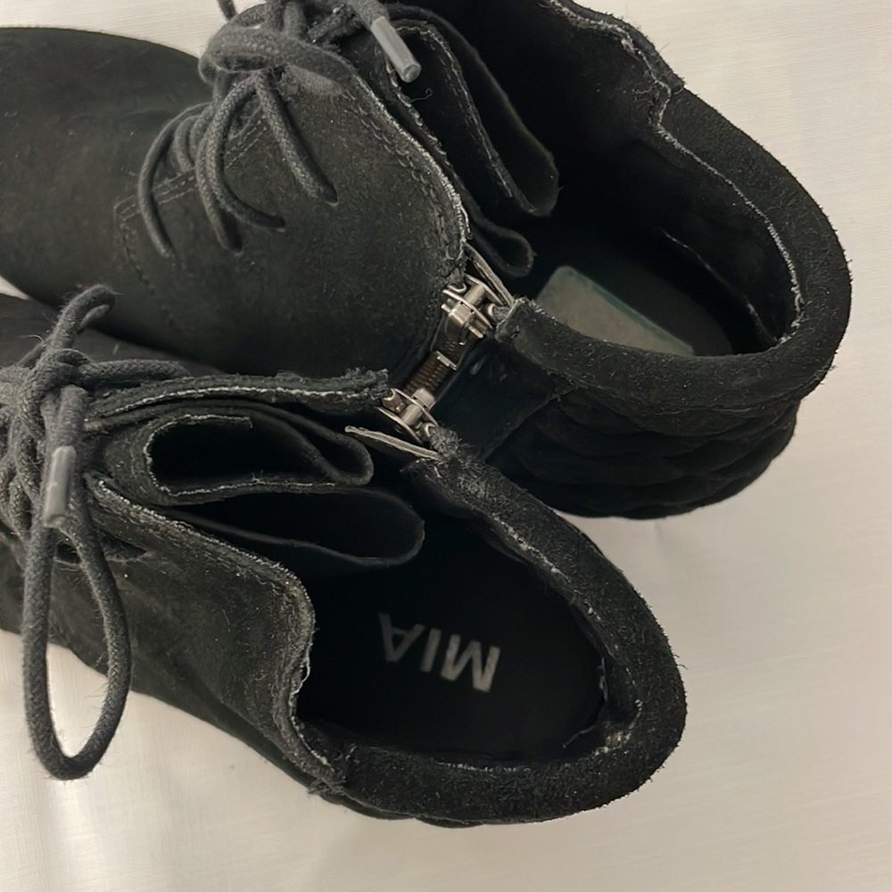 MIA 11 wedge ankle boots booties black suede - Picture 9 of 11